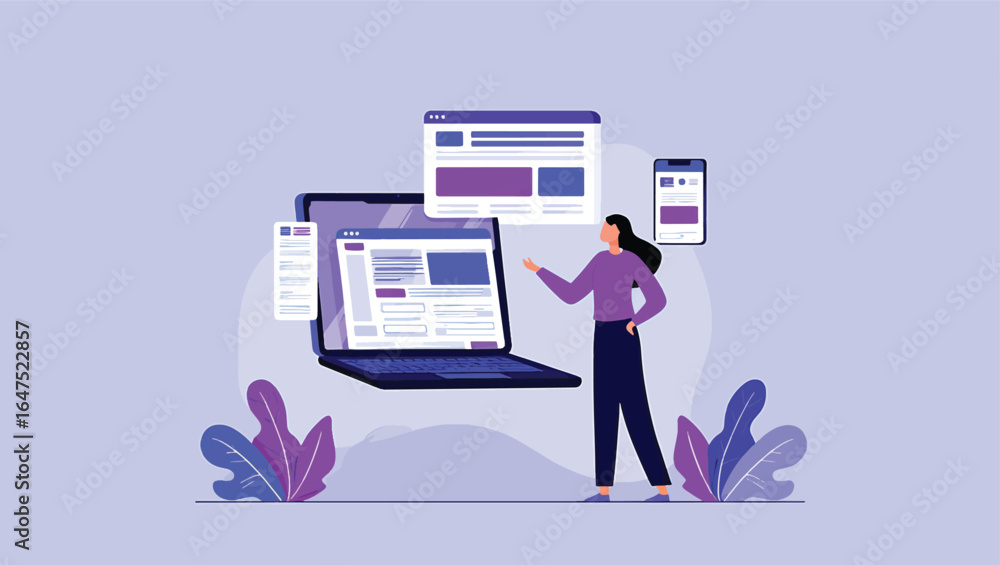Poster flat vector illustration set depicting teamwork concepts like deadline management, data analysis, an