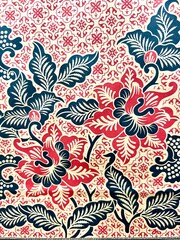 Beautiful traditional Indonesian batik fabric with abstract, floral and leaf motifs from Solo, Indonesia. For textiles, cotton fabrics, covers, wallpaper, printing, cards, scrapbooking