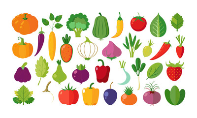 Download A  Icons Set Of Various Kind Of Vegetables Vector Illustration . This Icon Concept Isolated Premium Vector. Flat Cartoon Style Svg File For Design.