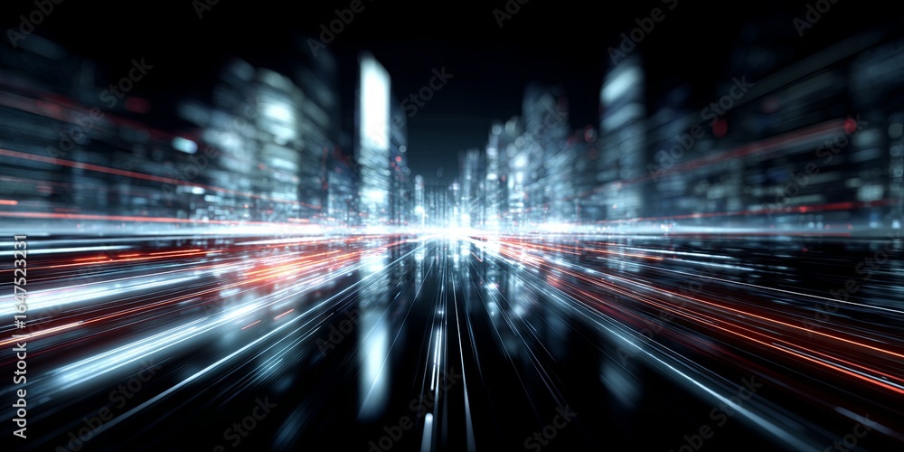 Aufkleber futuristic digital background with motion blur effects and light trails creating a high-tech aesthet