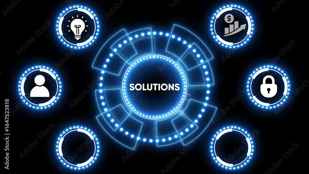 Aufkleber animated glowing futuristic hud interface element on black background for technology presentations