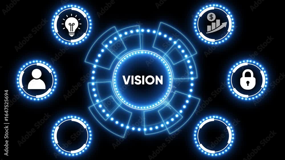 Aufkleber abstract futuristic scifi user interface element glowing on black background
