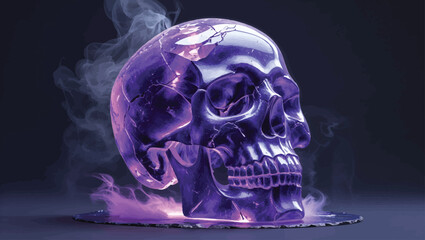 Amethyst Crystal Skull: Mystical Gemstone Skull with Smoking Effect