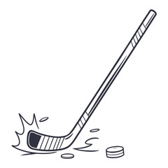 Dynamic hockey stick and puck illustration capturing the action of the game