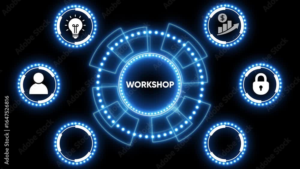 Poster futuristic blue animated circular hud element overlay for technology and sci-fi projects