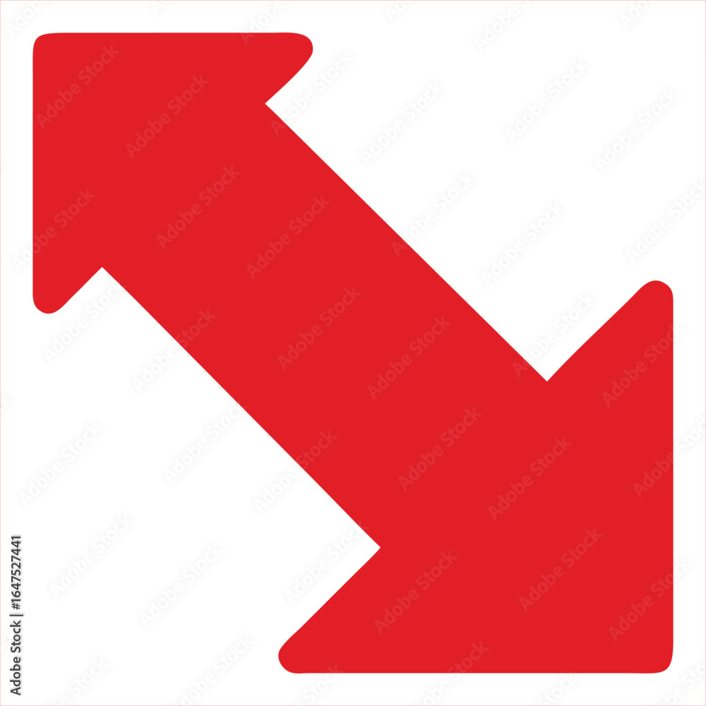 Poster a bold bright red arrow pointing diagonally from the upper left to the lower right corner on a clean