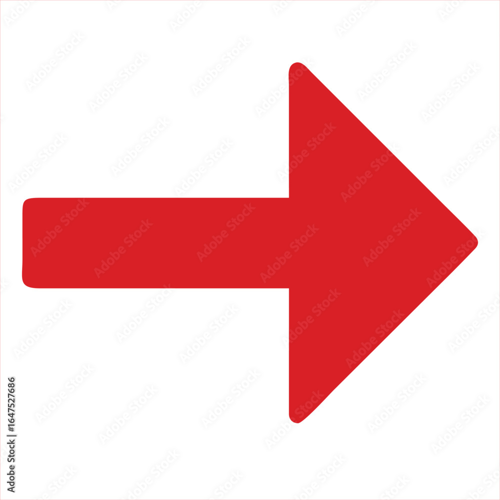 Poster a bold bright red arrow pointing directly to the right against a stark white background symbolizing 