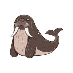 Cute Cartoon Walrus: This adorable cartoon walrus with impressive tusks and a friendly demeanor. it perfectly captures the gentle and playful nature of this marine mammal.