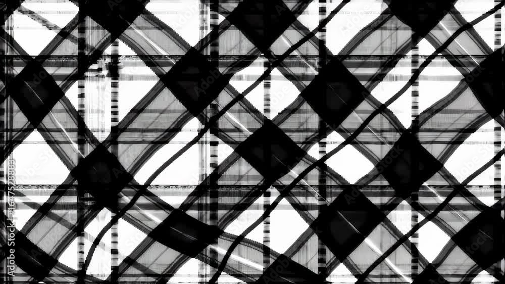 Poster dynamic black and white abstract plaid grid motion background loop