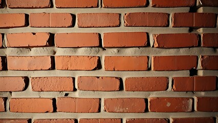 Obraz premium Close-up of aged red brick wall with rich texture and warm earthy tones under subtle directional light.