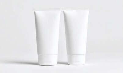 DUE TUBI COSMETICI BIANCHI VUOTI SU SFONDO BIANCO