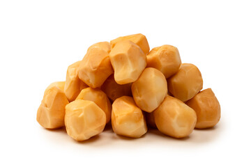 Piece of cheese isolated on white bacckground.