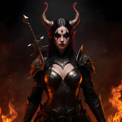 Demon Hunter Woman Halloween Fantasy Portrait