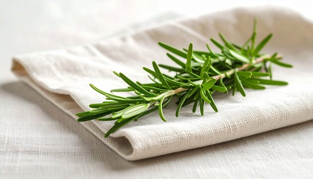 fresh rosemary on white linen
