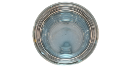 Clear liquid fills glass; top-down view. Bubbles add texture. Perfect for product photography, science illustrations, or branding elements.