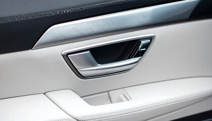 Close-up car interior door handle