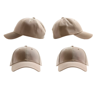 Set of light brown baseball cap white background - Powered by Adobe