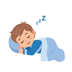 Illustration of a boy sleeping soundly. Character vector design. A sleeping boy. Simple design on a white background. Design 1