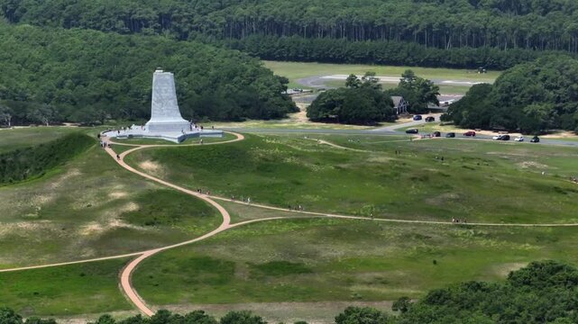 Wright Brother Memorial in Kill Devil Hills, NC outer banks where first flight occurred is popular tourist destination