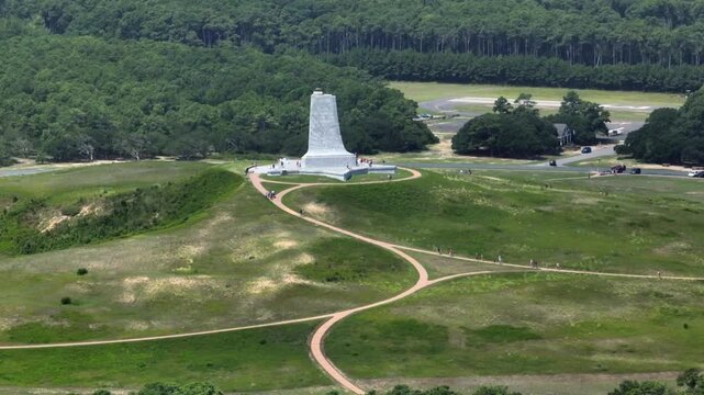Wright Brother Memorial in Kill Devil Hills, NC outer banks where first flight occurred is popular tourist destination