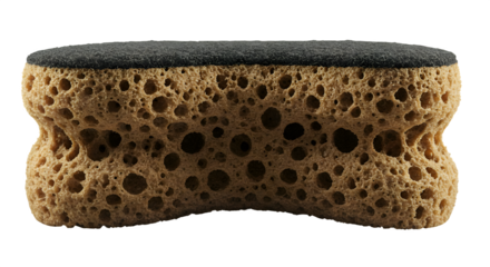 Tan sponge shows porous texture under studio light; provides backdrops for product mockups.