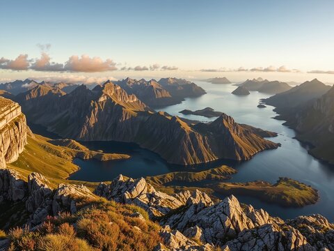 Majestic Roren Peak, Lofoten, Norway - Summertime Scenery