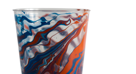 Abstract Fluid Art: Red and Blue Swirls through Glass for Posters, Mockups.