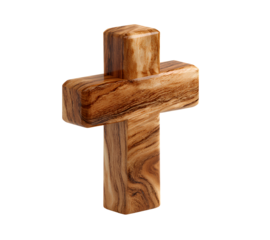 Wooden Christian cross white background