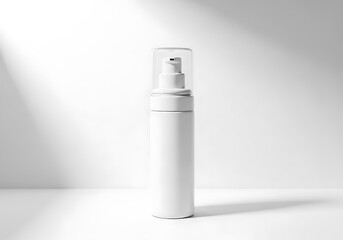 White cosmetic foam dispenser bottle isolated on white background