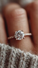 Beautiful diamond ring showcased on a hand, highlighting its intricate design and sparkle during close-up view