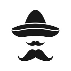 vector silhouette of mexican hat black icons fla