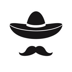 vector silhouette of mexican hat black icons fla