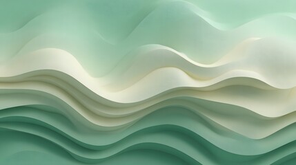 Minimal wave lines with layered gradient overlay in calming mint and beige tones 