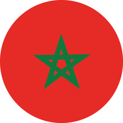 morocco flag circular design with green five pointed star on red background