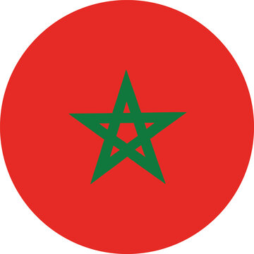 morocco flag circular design with green five pointed star on red background