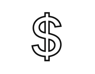 Minimalist Black Outline Dollar Sign Icon, Thin Line Style, isolated