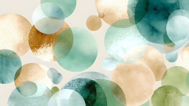 Organic bubble shapes overlapping in pastel green and cream tones 