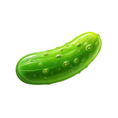 A single fresh green cucumber with water droplets isolated on transparent background, a versatile ingredient for salads and snacks