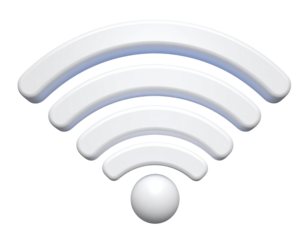 Minimalist White Wi-Fi Icon with Rounded Lines, on Transparent Background
