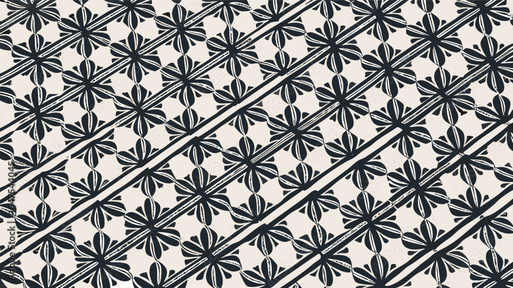 Poster aesthetic diagonal pattern with floral motifs and dark lines on a light background design element