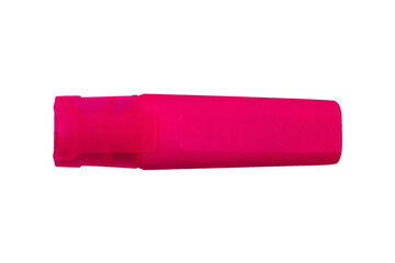 Fluorescent pink highlighter or marker pen isolated on cut out PNG or transparent background. From...