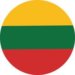 lithuania flag round icon with horizontal yellow green and red stripes