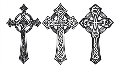 Celtic cross designs cultural heritage graphic art religious symbolism artistic representation black and white patterns