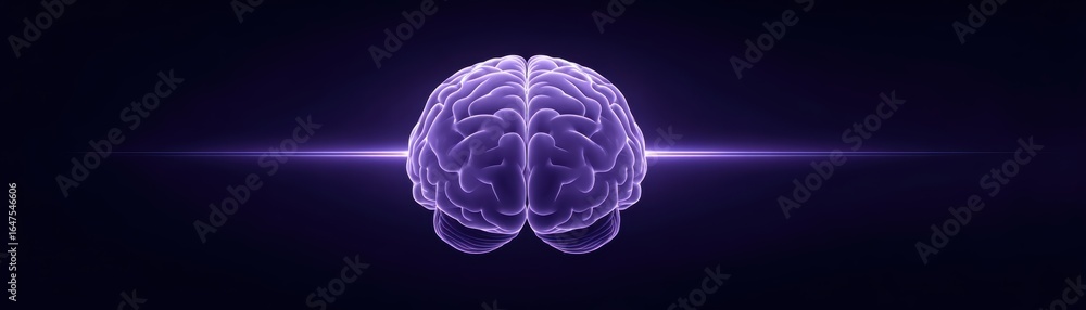 Poster illuminating the mind, a deep dive into purplehued brain scan and neural activity
