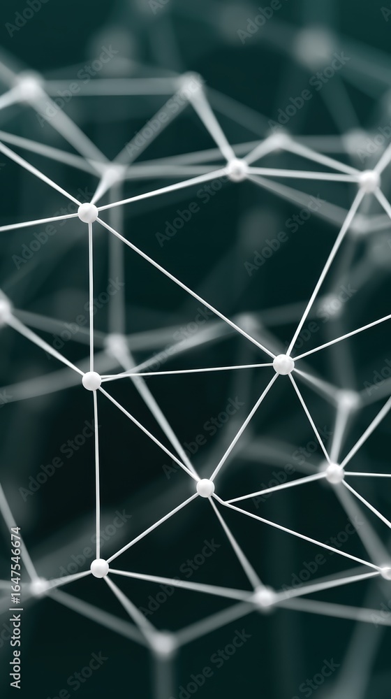 Poster elegant white network design, intricate pattern on a dark background for modern tech