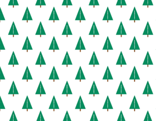 Seamless Christmas Tree Pattern with Simple Green Trees on White Background, Isolated