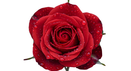 Red rose on black glistens with water droplets. Close-up shows texture, ideal for romantic concepts, Valentine's Day designs, or botanical illustrations.
