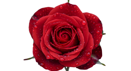 Red rose on black glistens with water droplets. Close-up shows texture, ideal for romantic concepts, Valentine's Day designs, or botanical illustrations.