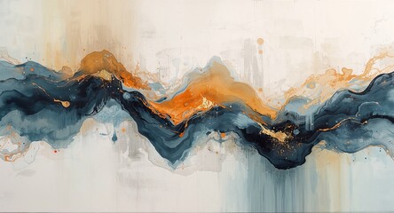 Transparent overlapping flows in modern abstract art painting styles