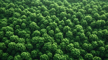 Dense forest canopy from above. Lush green trees, tightly packed